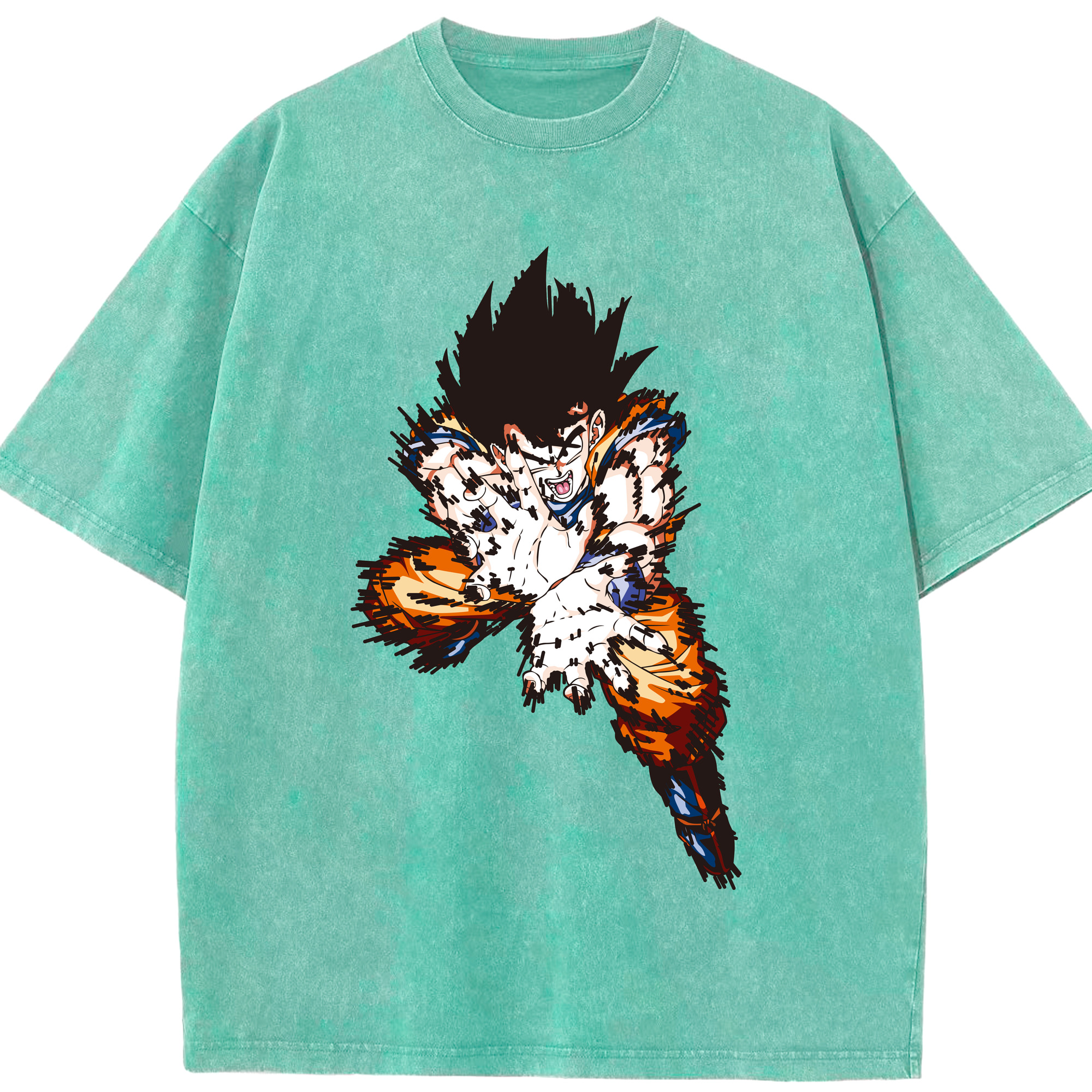 （画像用） ドラゴンボール 孫悟空（そん ごくう）Son Goku カカロット DRAGON BALL Kakarotto 綿100% ヴィンテージ風 半袖Tシャツ（フロントプリント）